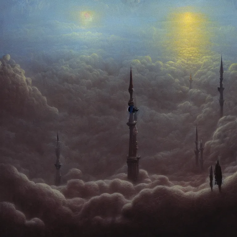 Image similar to a cinematic scene from the istanbul on clouds, solidity and eternity, lovecraft, concept art by beksinski and jean delville, dramatic lighting, ultra hd, hdr, 8 k