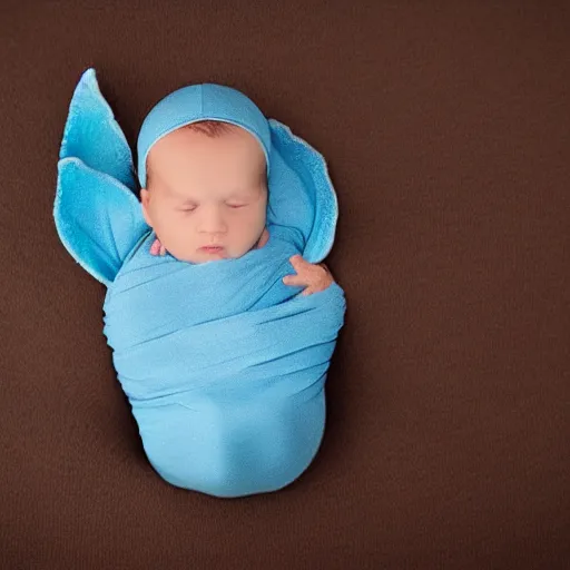 Image similar to cute cuddly baby sharks in baby's clothing swaddled in clouds, photorealistic