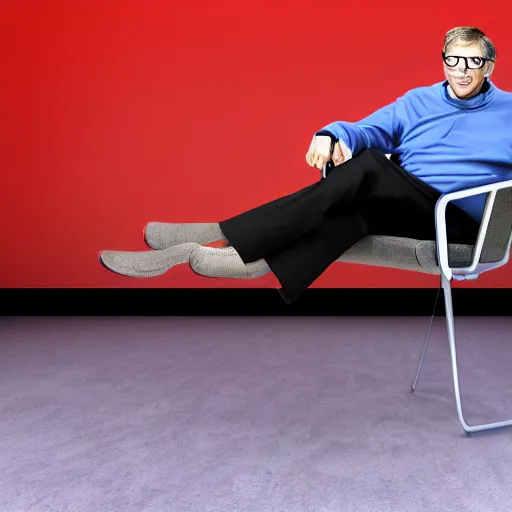 Prompt: bill gates jumps over the chair, 8K, full hd, detailed