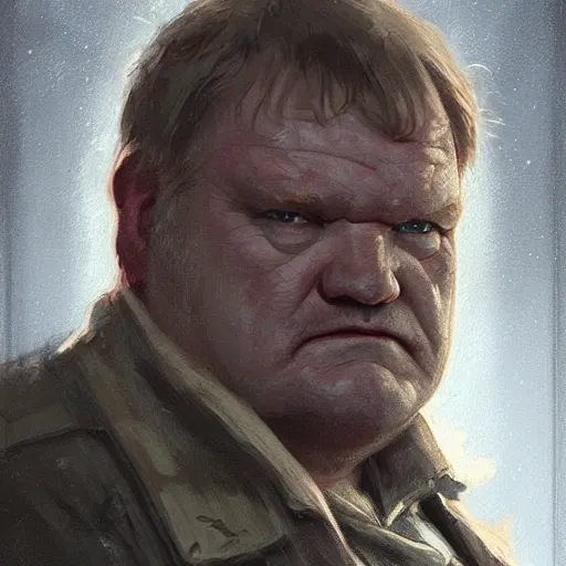 Image similar to portrait of a man by greg rutkowski, he looks like brendan gleeson, wearing the military fatigues of the corellian confederation, star wars expanded universe, he is about 5 0 years old, highly detailed portrait, digital painting, artstation, concept art, smooth, sharp foccus ilustration, artstation hq