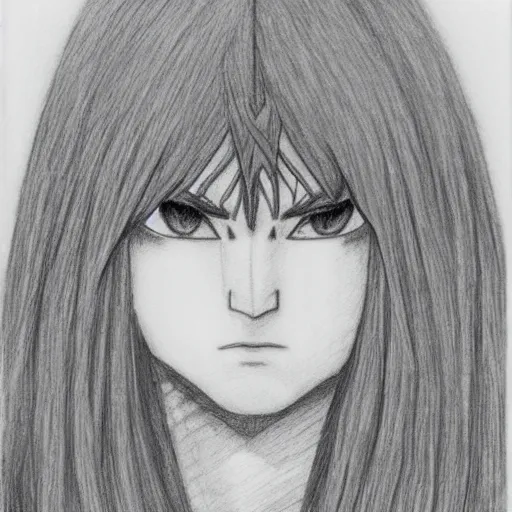 Image similar to A portrait of Griffith from Berserk, pencil drawing