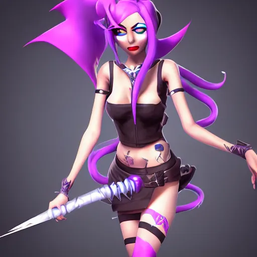 Image similar to Jinx from League of Legends, by Fortiche Studio, by Riot Games, Arcane from Netflix, unreal engine hauntingly beautiful character art,fine details, realistic shaded, fine-face, pretty face