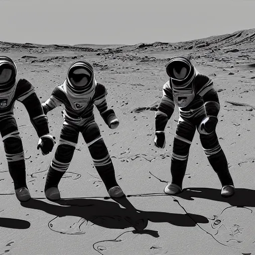 Image similar to astronauts playing kabadi on mars. highly detailed photorealistic trending on art station.