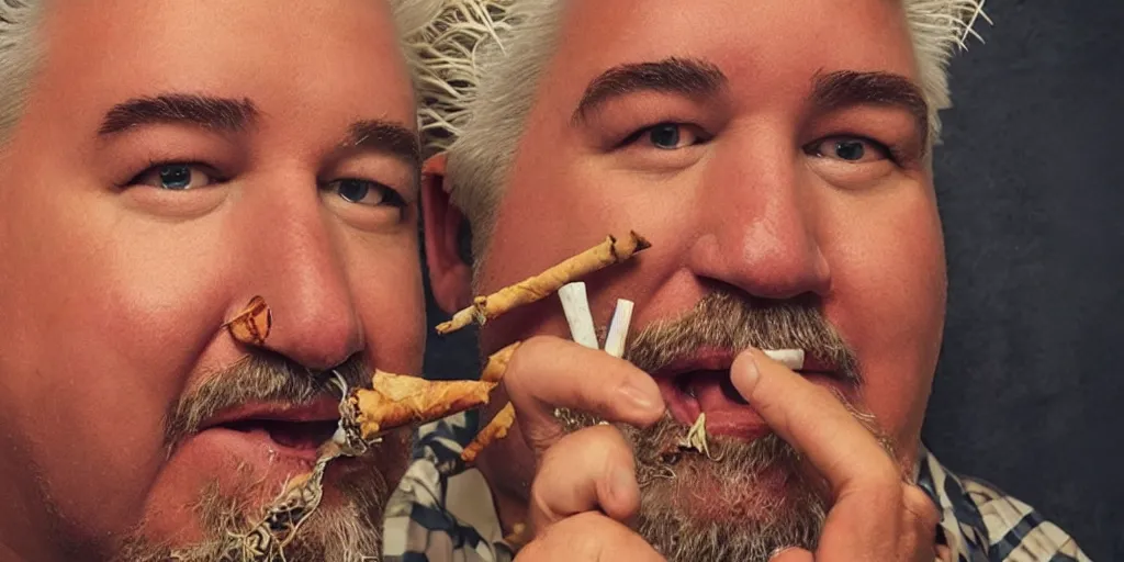 Image similar to “guy fieri smoking weed, 4k, realistic”