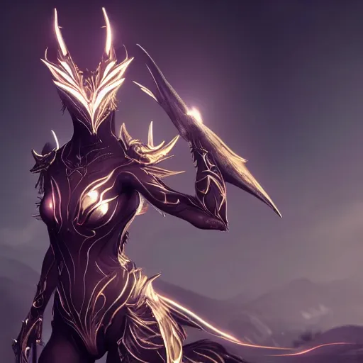 Image similar to highly detailed exquisite fanart, of a beautiful female warframe, but as a dragon, elegant pose, epic cinematic shot, professional digital art, DeviantArt, high quality artstation, HD render