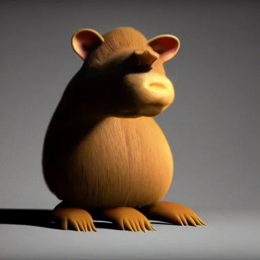 Prompt: an adorable capybara by pixar, octane render, new contemporary art