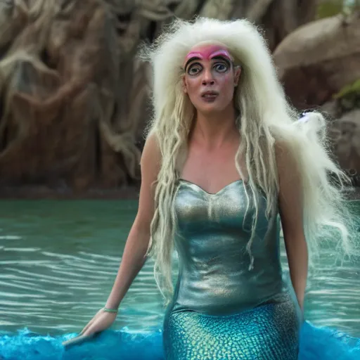 Image similar to doc brown as arielle the mermaid in the movie arielle the mermaid, movie still 8 k hdr atmospheric lighting