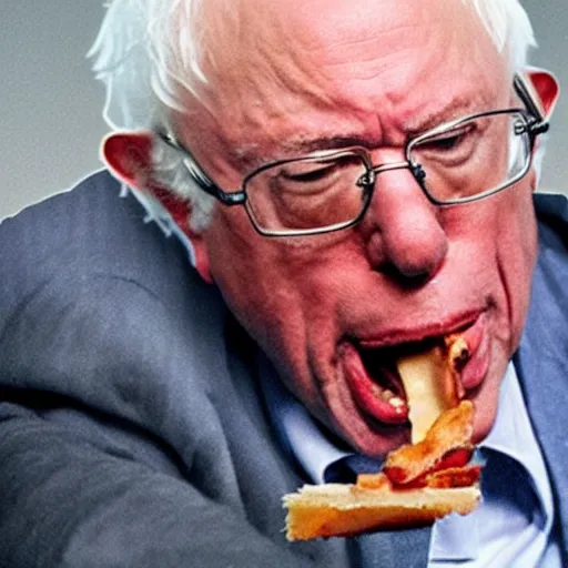 Image similar to bernie sanders stealing a piece of bacon