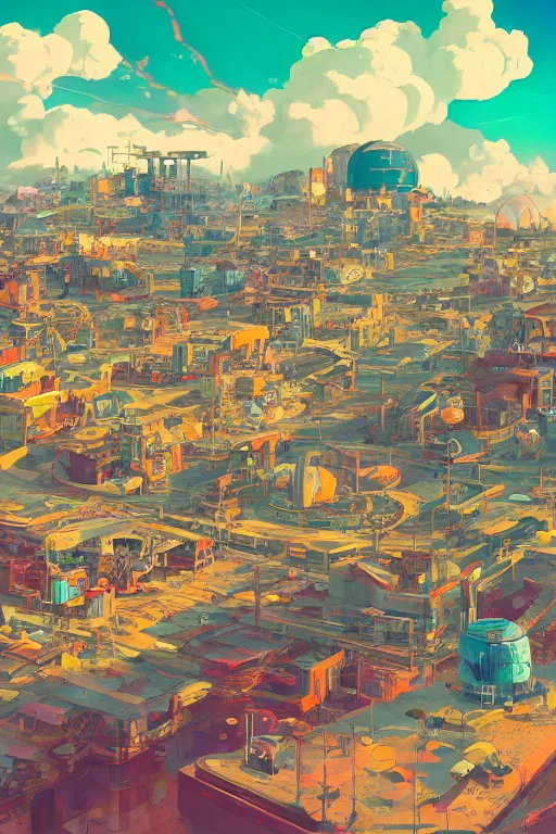 Prompt: retro - futurism abandoned steam punk city on a mountain in colorful clouds with lots of details look from above, rule of thirds golden ratio, vibrant colors, fake detail, trending pixiv fanbox, acrylic palette knife, style of makoto shinkai studio ghibli genshin impact james gilleard greg rutkowski chiho aoshima