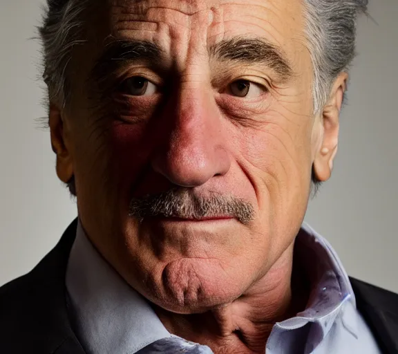 Prompt: a studio photograph of Robert DeNiro; f/1.4; 90mm