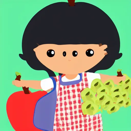 Image similar to an illustration of a child holding a bag of apples math problem