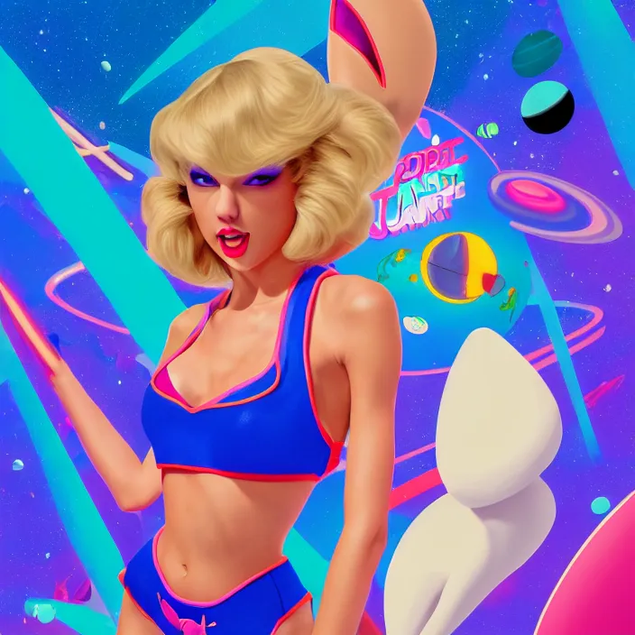 Image similar to portrait of Taylor Swift as Lola Bunny in Space Jam 1996. intricate abstract. intricate artwork. by Tooth Wu, wlop, beeple, dan mumford. octane render, trending on artstation, greg rutkowski very coherent symmetrical artwork. cinematic, hyper realism, high detail, octane render, 8k, iridescent accents