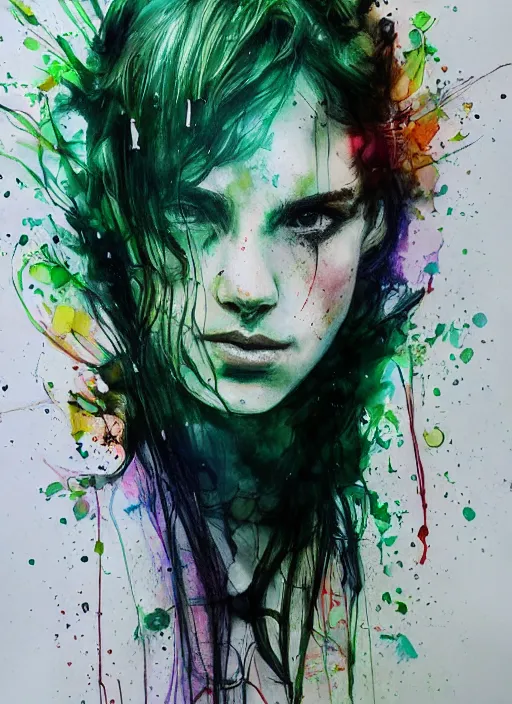 Image similar to green ranger by agnes cecile, luminous design, pastel colours, ink drips, autumn lights