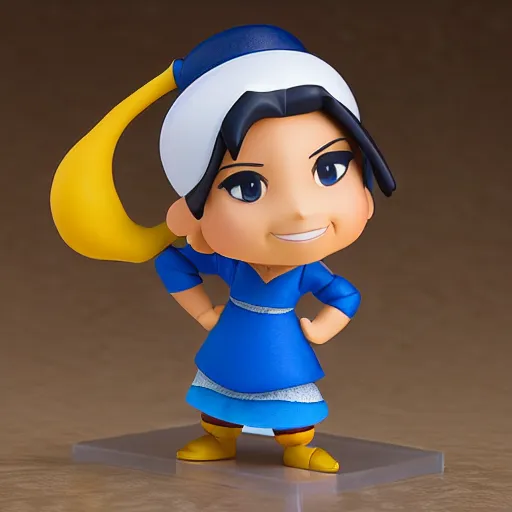 Image similar to pixar aladdin as nendoroid, side view, 8 k hd dof, kodak film,