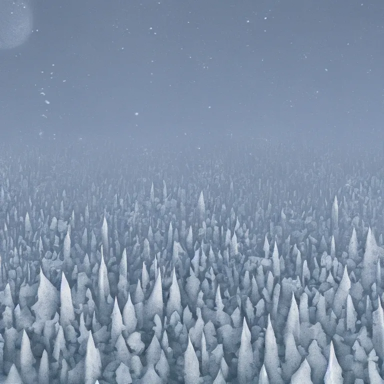 Image similar to beautiful illustration of advanced civilization composed of floating snowy forests