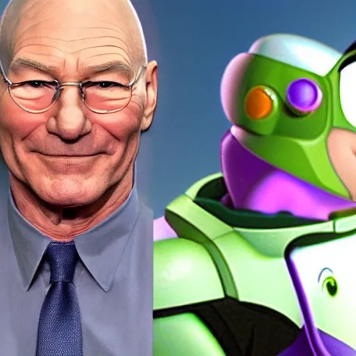 Image similar to patrick stewart as the real buzz lightyear