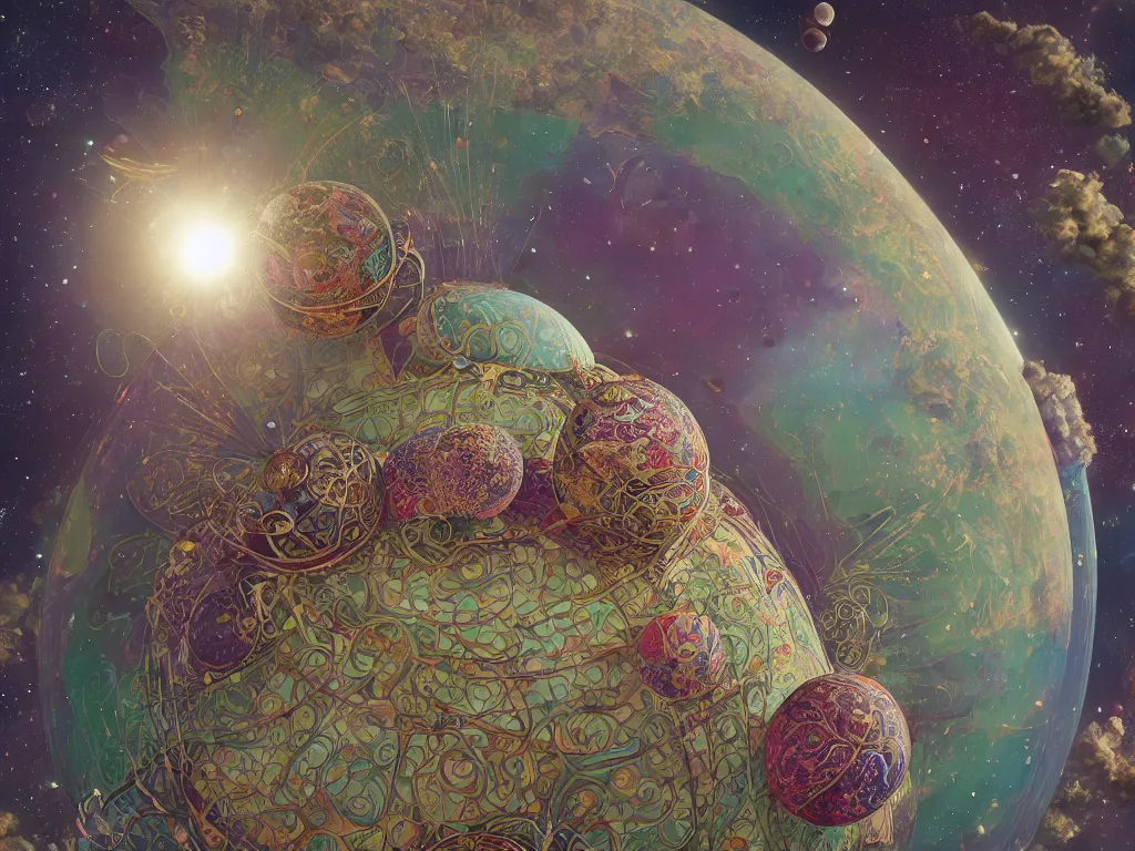 Image similar to the universe is a spheroid region 7 0 5 meters in diameter, sunlight study, art nouveau, by hans zatzka and ( ( ( ( ( ( ( cornelis de heem ) ) ) ) ) ) and ( ( ( ( lisa frank ) ) ) ), 8 k, sharp focus, octane render