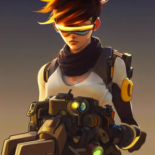 ultra realistic illustration of tracer overwatch