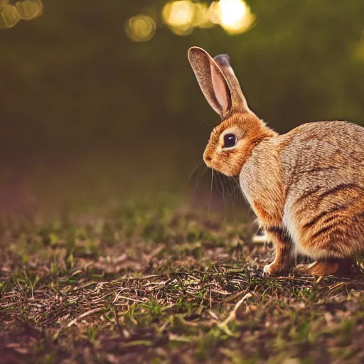 Prompt: high quality photography of species that is rabbit cross cat on simple blurred background from National GeoGraphic Award winning.