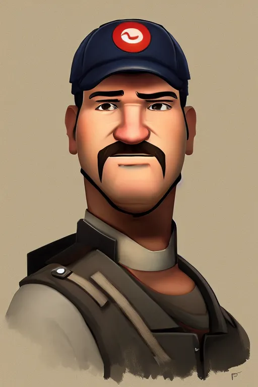 Prompt: beautiful character portrait team fortress 2 engineer character art by moby francke