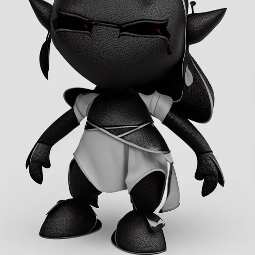 Prompt: cute fumo chibi plush knight imp, black and white with hearts, soft shadow, vray, asymmetry