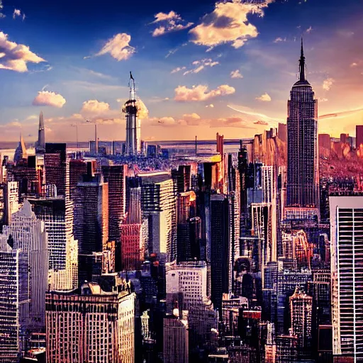 Prompt: New York skyline in futuristic Egyptian style, 4k, landscape, digital art