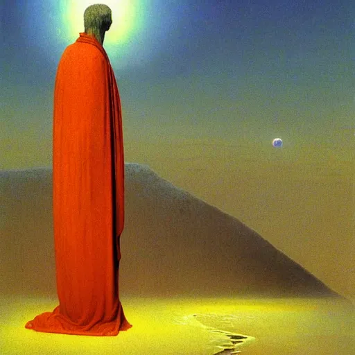 Image similar to god talking to his creation by zdzislaw beksinski