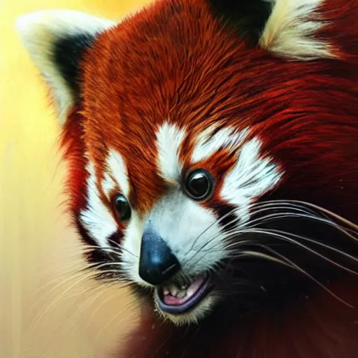 Image similar to red panda as a realistic scifi cyberpunk character, closeup portrait art by donato giancola and greg rutkowski, vintage retro scifi, realistic face, digital art, trending on artstation, symmetry!!!