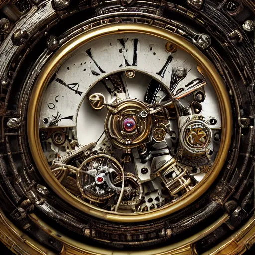 Image similar to cyberpunk antique mechanical clock in the style of a movie by tim burton,, high details, cinematic, 8 k resolution, beautiful detailed, insanely intricate details, artstation trending, octane render, unreal engine