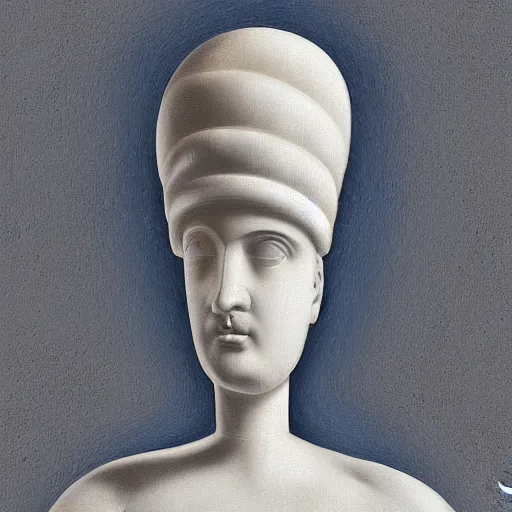 Image similar to a white reneissance statue head drinking a coctail, digital painting