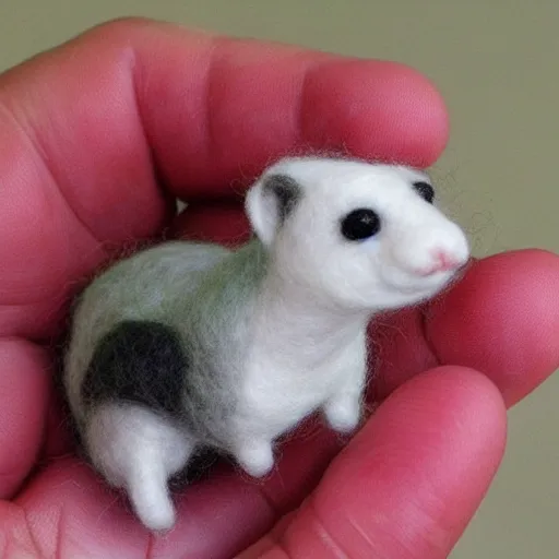 Prompt: a needle felted ferret, needle felting art.