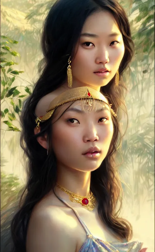 Image similar to a beautiful young charming asian goddess with sundress and jewelry | | winter, realistic shaded, unpleasant face, good looking, fine details, dior, lv, realistic shaded lighting poster by greg rutkowski, macoto takahashi, magali villeneuve, artgerm, jeremy lipkin and michael garmash