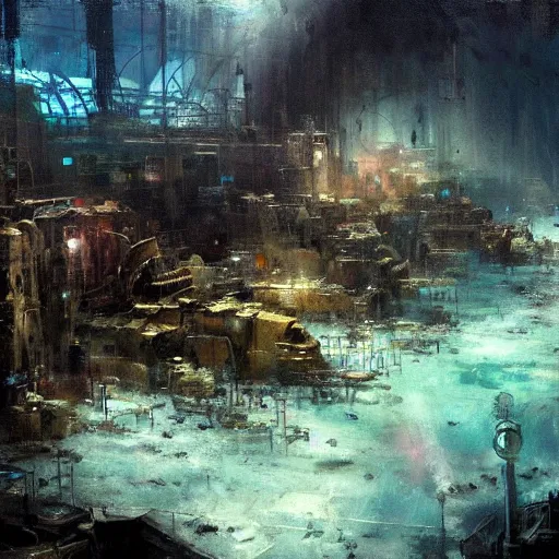 Prompt: highly detailed underwater city painted by jeremy mann