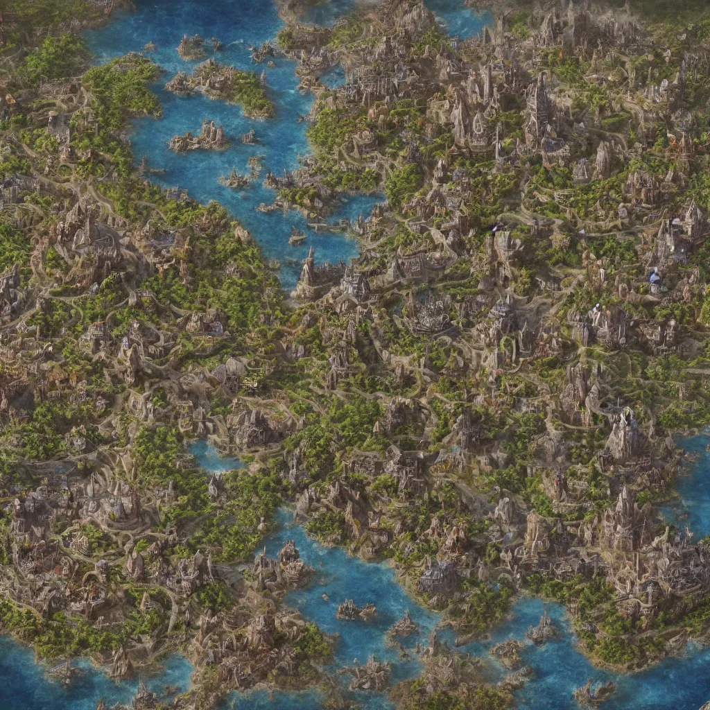 Image similar to extremely detailed map of Azeroth, high quality, intricate, medieval, by greg rutkowski and robert mccall and studio ghibli and michael kincade, 8k, octane render