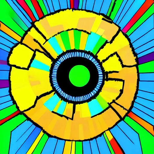 Image similar to characterized by bright garish, high chroma color, heavily pixelated, like bad computer painting app, like MacPaint or MS Paint, visually violent, Abstract collages of random images and random shapes and random cropping, It's eye catching and it's attention grabbing