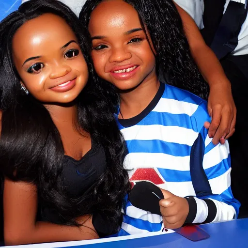 Prompt: kyla pratt meets lionei messi, accurately detailed