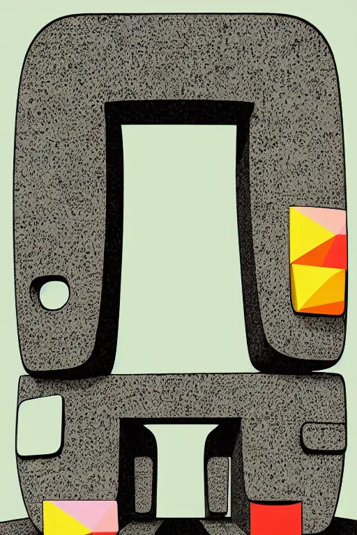 Image similar to abstract moai statue geometric cutout digital illustration cartoon colorful beeple