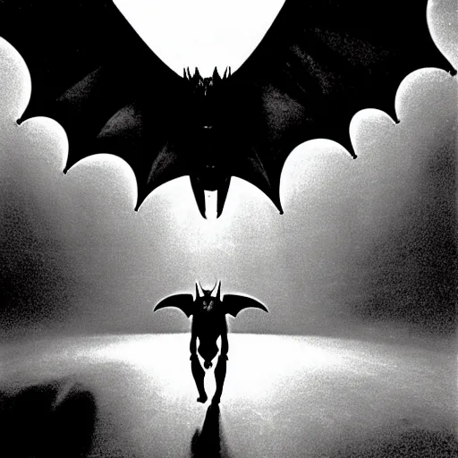 Prompt: a close - up, ultra detailed black & white studio photographic portrait of a loud screeching giant, bat - like creature flying towards you, you are exploring an alien planet and come across a strange, dark cave, dramatic backlighting, 1 9 7 3 photo from life magazine, by keith thompson, h. r. giger,