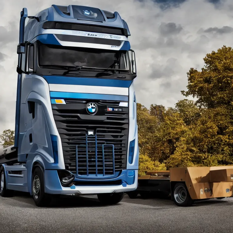 Prompt: A lorry/truck designed and produced by BMW, promotional photo,