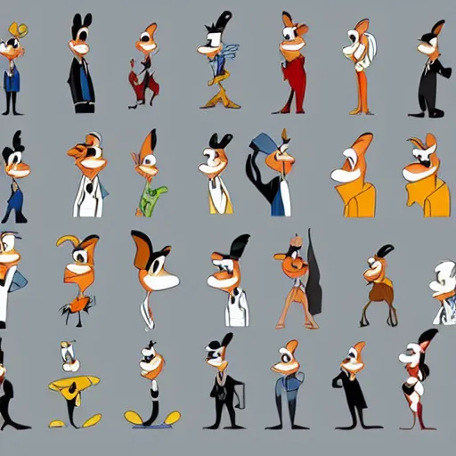 Image similar to looney toons characters, corporate memphis art style, minimalist