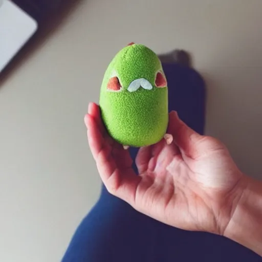 Image similar to a photo of a smiling cute avocado plushie, real trending on instagram image