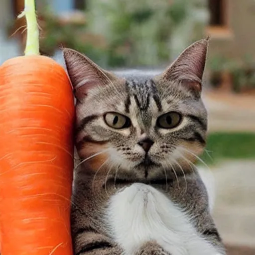 Image similar to a crying cat in a carrot costume meme , super realistic , android picture