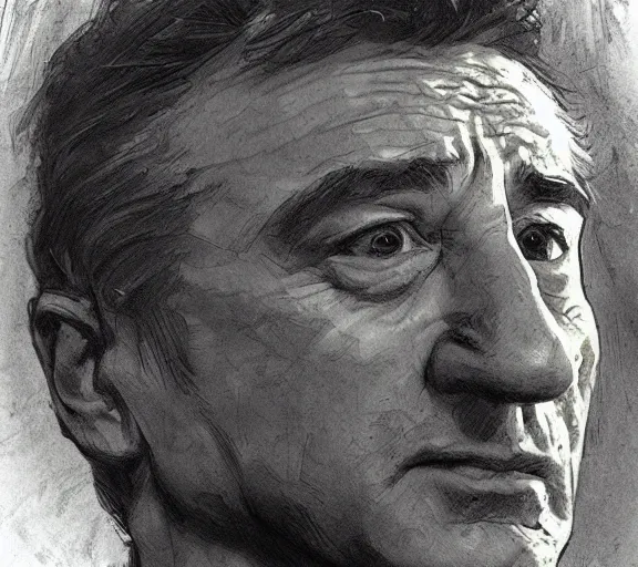 Prompt: a hyper-detailed sketch of Robert DeNiro by Craig Mullins