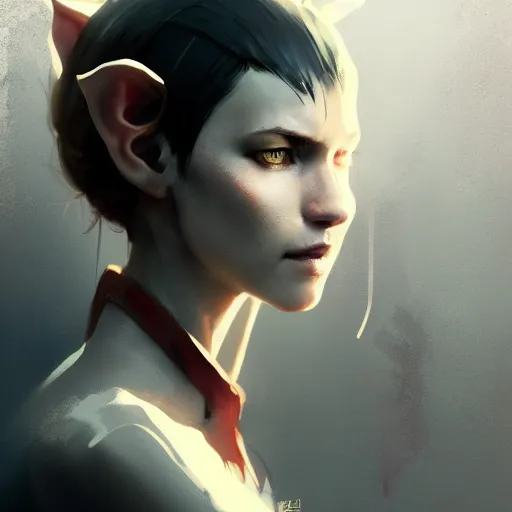 Image similar to portrait of an elf woman with elf ears wearing a valve index, dramatic lighting, illustration by Greg rutkowski, yoji shinkawa, 4k, digital art, concept art, trending on artstation