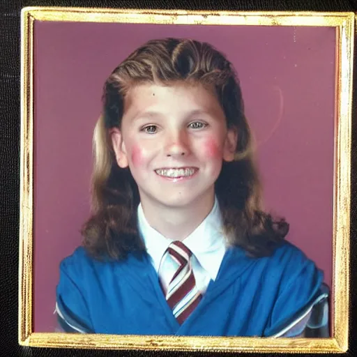 Image similar to tacky school portrait from the 80s, dusty old photo,