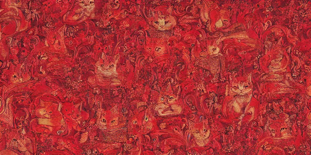 Image similar to tapestry red cat