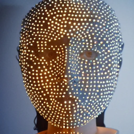 Image similar to emma watson sculpture made out of light bulbs