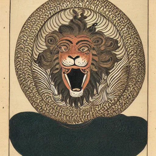 Prompt: Lion'thulu, Itō Jakuchu, 1790