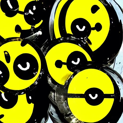 Image similar to yellow rave smiley face, retro graffiti style