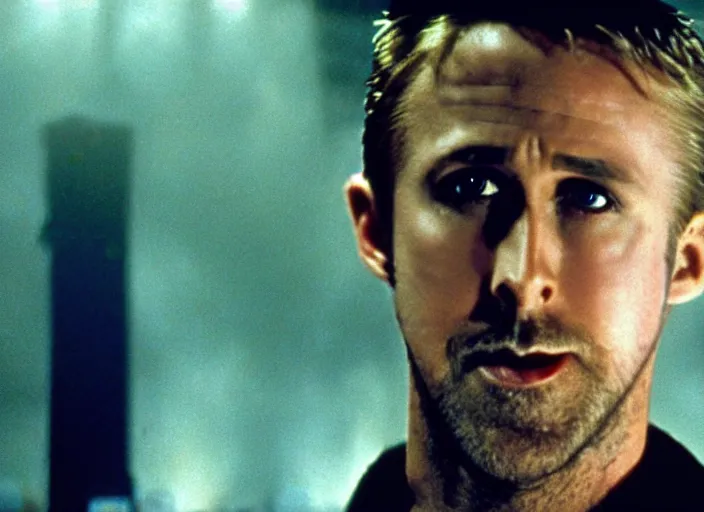 Image similar to film still of Ryan Gosling as Decker in Blade Runner 1982